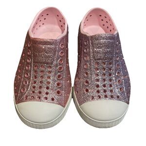 Native Jefferson Pink Glitter Waterproof Sneaker Shoe Unisex Size C8 Beach